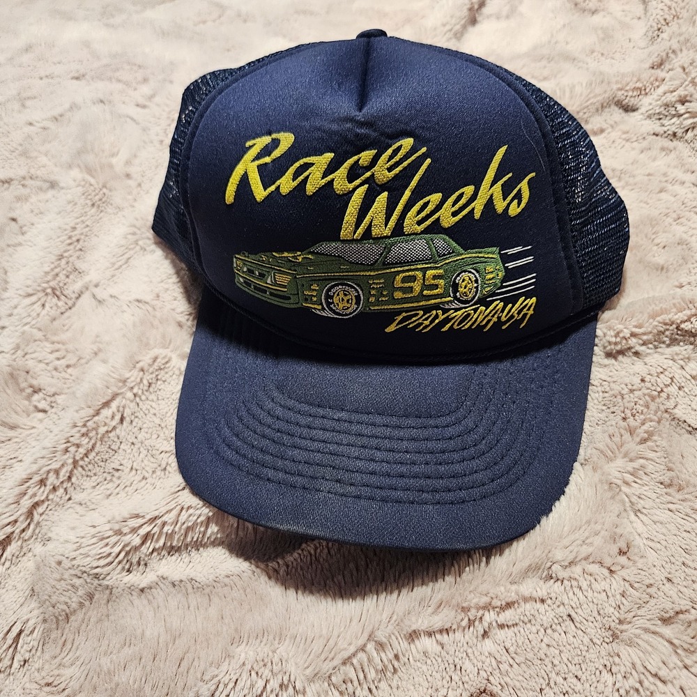 VINTAGE NASCAR RACING DAYTONA FLORIDA RACE WEEKS SNAPBACK TRUCKER HAT CAP